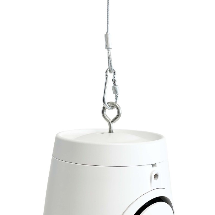 Enceinte bass system suspendue blanche 50W en 100V, câble acier, IP66 Rondson