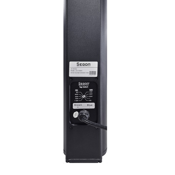 Colonne acoustique noire 60/30/15/7.5W en 100V / 120W en 8 O IP55 Rondson