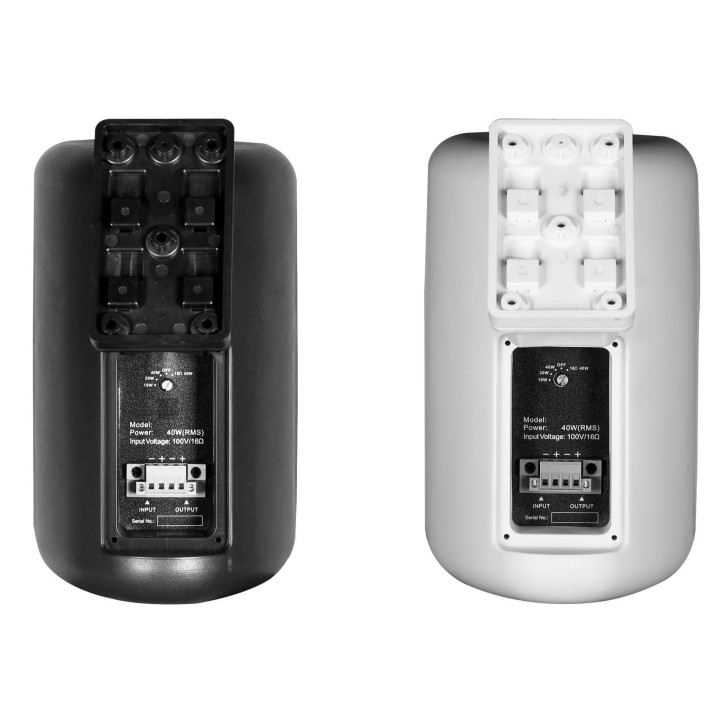 Enceinte NOIRE 2 voies - IP46 - 100V - 40W/20W/10W & 16ohms Rondson