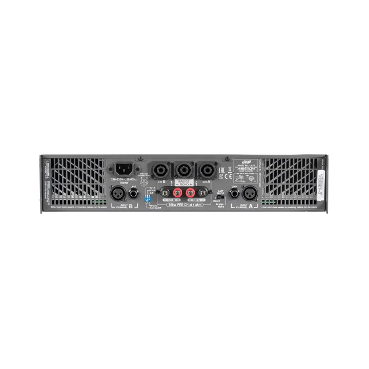 Ampli stéréo professionnel - 2 x 365 W/8 ohms - 230V - 19p 2U Rondson