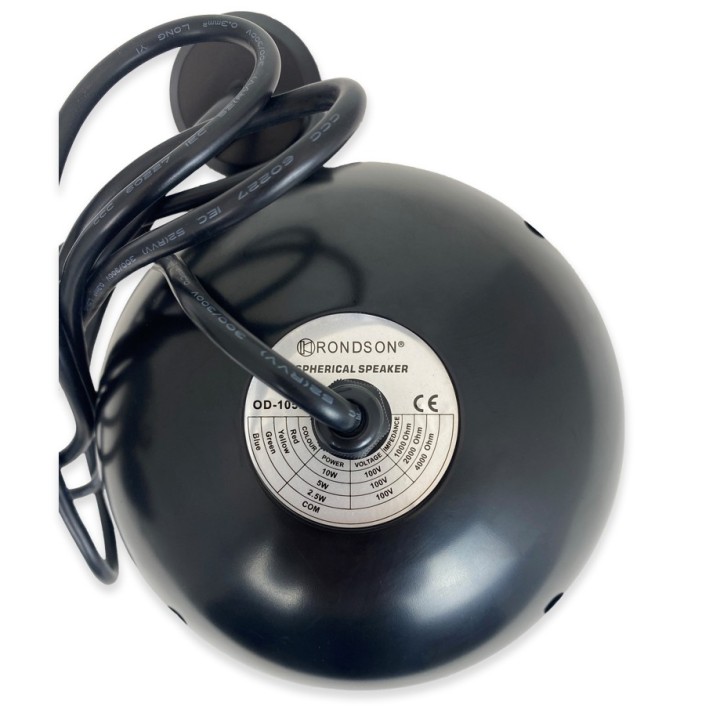 Enceinte sphérique Noire - 10/5/2.5 W en 100V Rondson