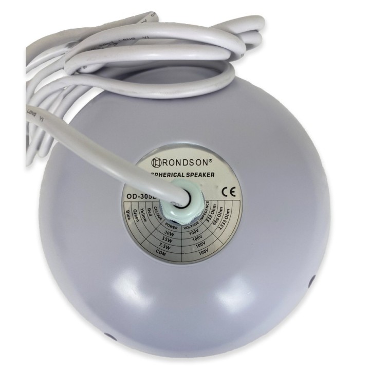 Enceinte sphérique Blanche - 30/15/7.5 W en 100V Rondson