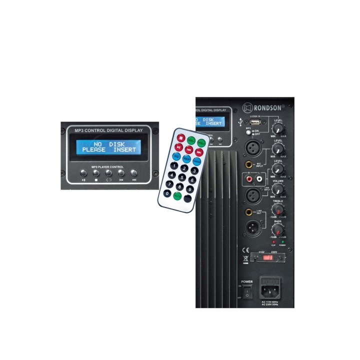 Enceinte active 300 W RMS avec port USB & TC - 115V/230V Rondson