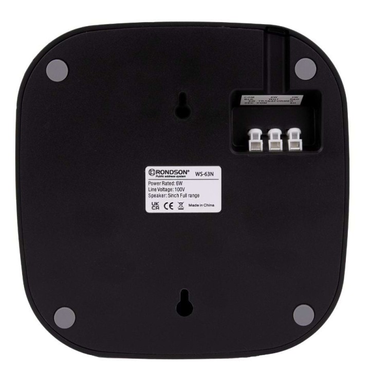 Haut-parleur mural noir 6/3/1,5W - 100V Rondson