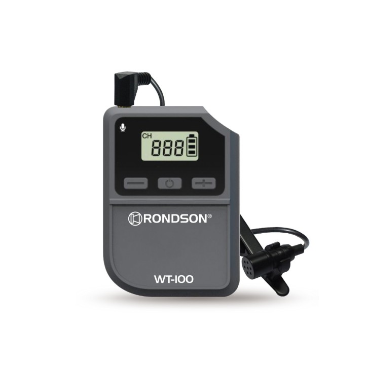 Emetteur de visite guidée UHF avec micro-cravate - système WT-100 Rondson