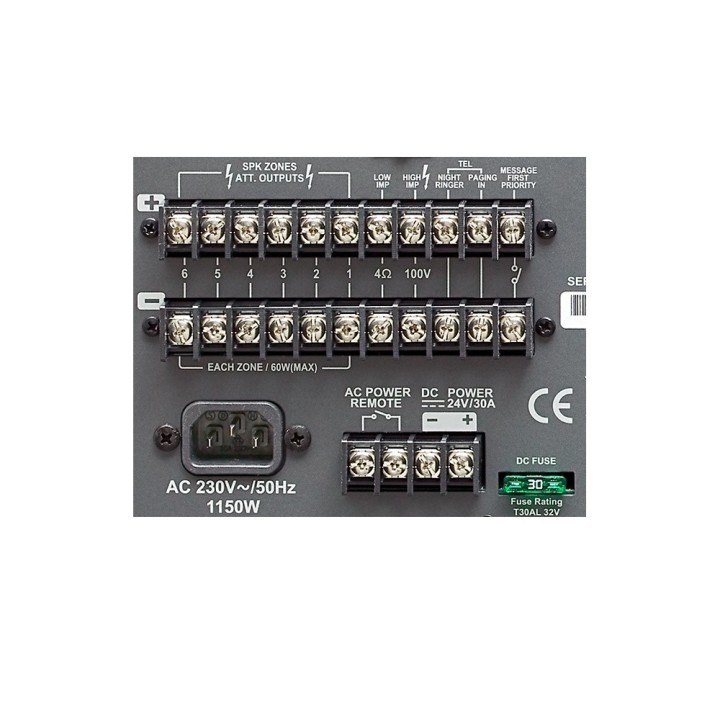 Ampli-préampli 120 W 6 entrées source intégrable 4 Ohms 6 lignes Rondson