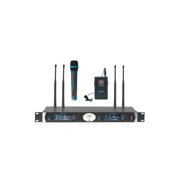 Ensemble micro UHF Diversity Rondson RNS-BE5038H83PT10 | 80 fréquences | 19" 1U | main + cravate Rondson