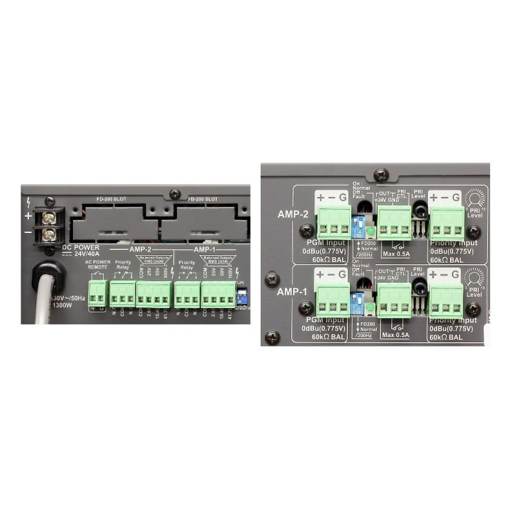 Amplificateur de puissance Rondson RNS-PA-212-DP | 2 x 120W | 25/50/100V 24V/230V 3U Rondson