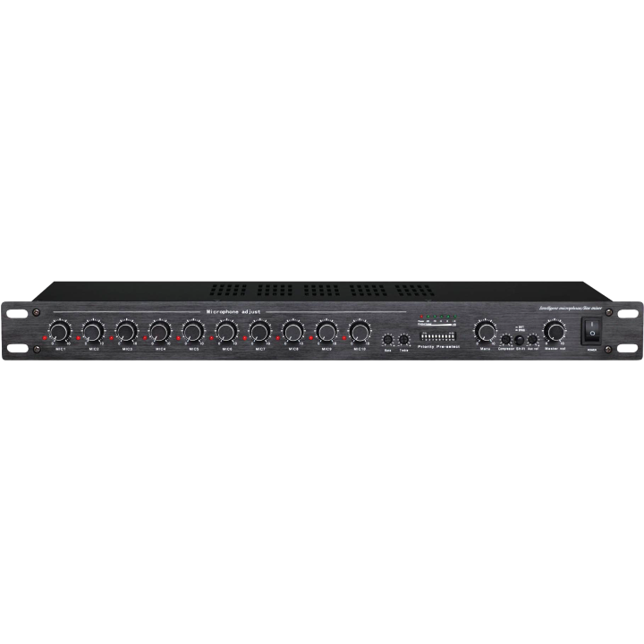 Préamplificateur micro Rondson RNS-PM10P | 10 entrées MIC + priorités | 2 AUX | 1U
