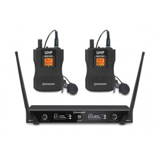 Ensemble UHF double Diversity Rondson RNS-BE-1020/2BP | 2 microphones cravate | réception stable
