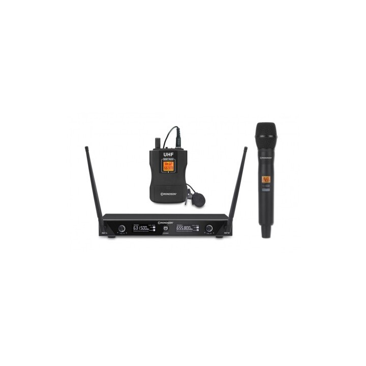 Ensemble UHF double diversity Rondson RNS-BE-1020/MIC/BP | 1 micro main + 1 micro cravate | sans fil
