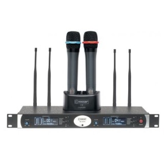 Ensemble micro UHF Diversity Rondson RNS-BE-5038/2H-83 | 80 fréquences | 2 micros IR 19" 1U