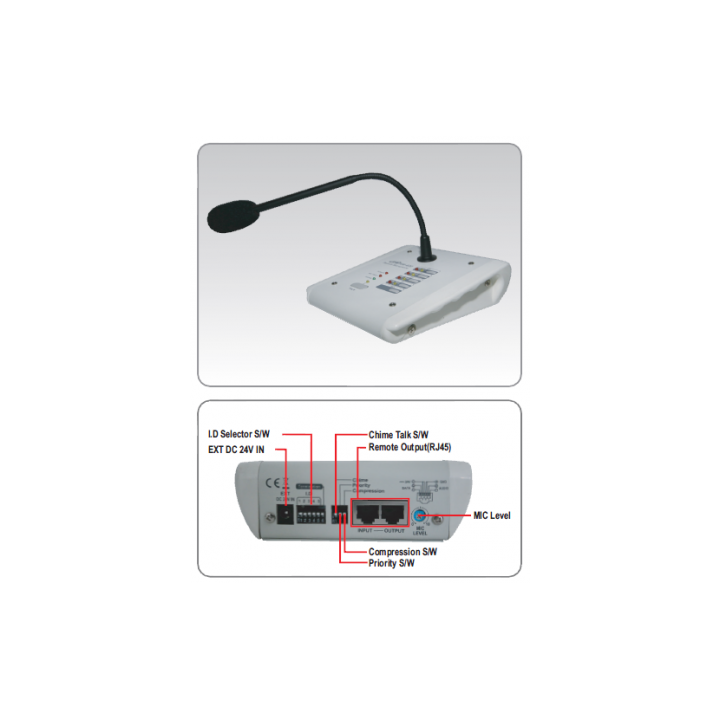 Pupitre micro télécommandé Rondson RNS-RM-400 | 4 zones | annonces générales & rappels RR-400