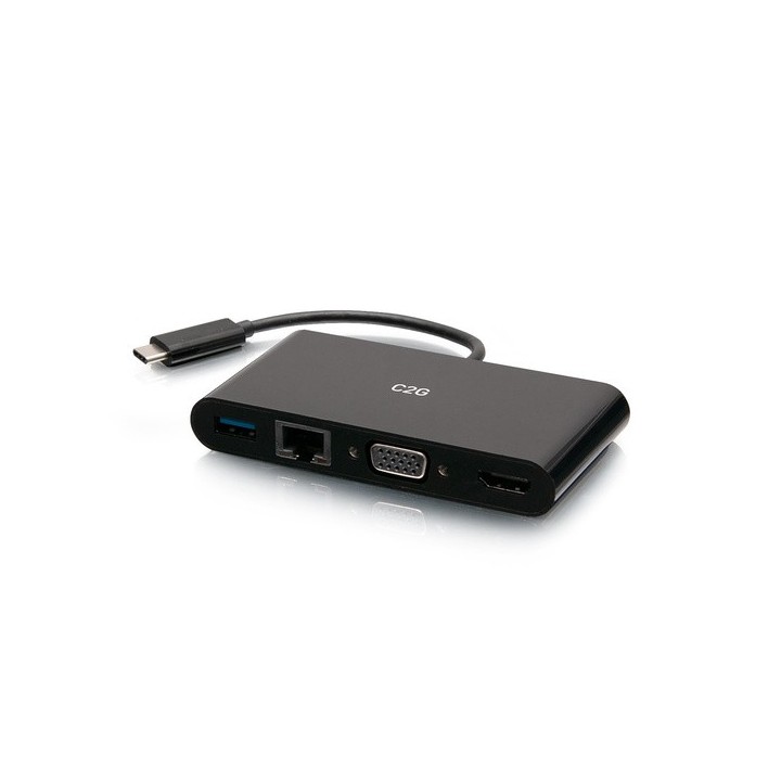 C2G - USB-C to HDMI VGA RJ45 Adapter Black C2G