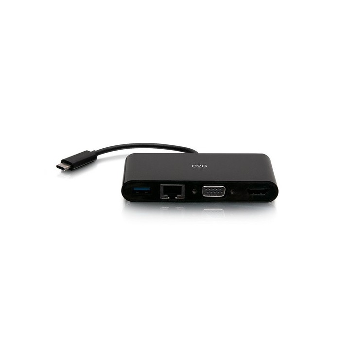 C2G - USB-C to HDMI VGA RJ45 Adapter Black C2G