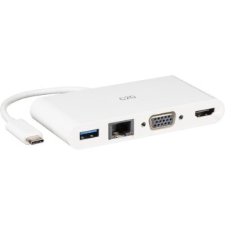 C2G - USB-C to HDMI VGA RJ45 Adapter White C2G