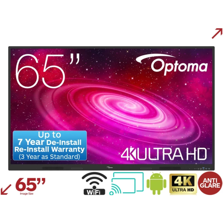 Écran tactile Optoma 1651RK | 65" | 4K UHD 3840 x 2160 | 40 points | 350 cd/m² Optoma