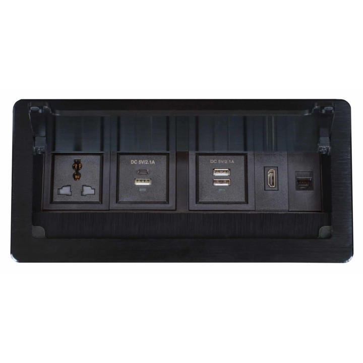 Boîtier de table Muxlab 500610 | noir | format discret et robuste