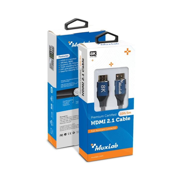 Câble HDMI 2.1 verrouillable Muxlab 500095-3M | 3 m | Ultra High Speed 8K/60 48 Gbps
