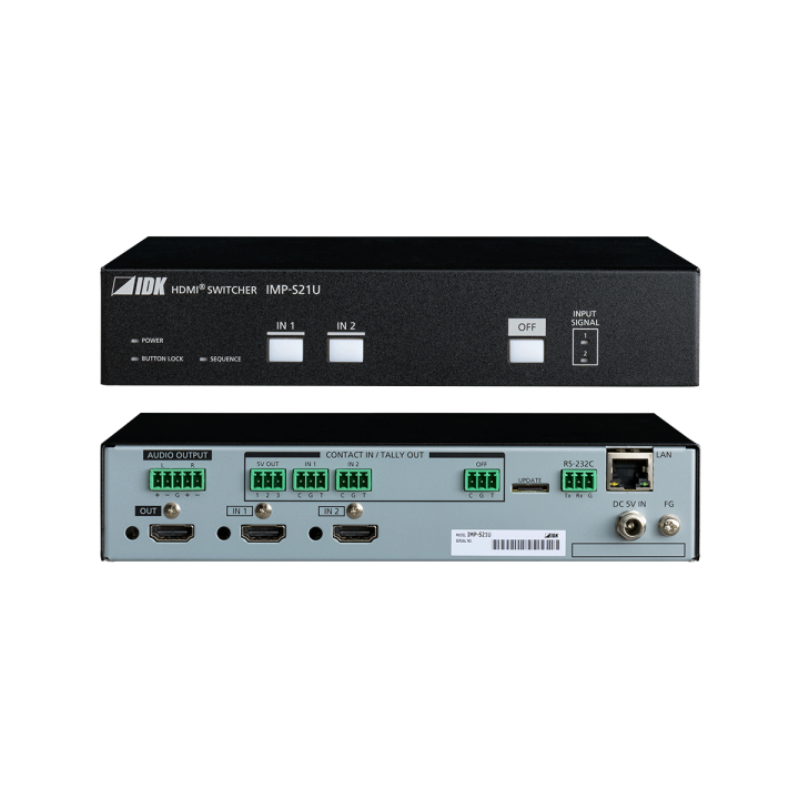 Sélecteur HDMI 4K@60 IDK IDK-IMP-S21U | 2 entrées / 1 sortie | HDR | audio intégré IDK