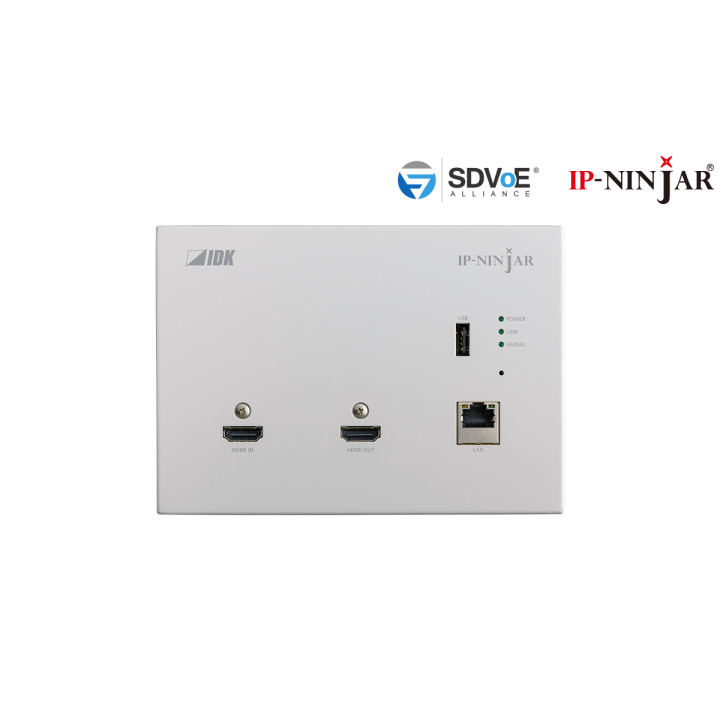 Plaque murale Transceiver HDMI Fibre IDK IDK-NJR-P01UFW-TR | blanche | SFP+ séparé IDK