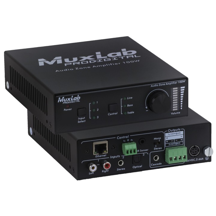 Amplificateur audio de zone Muxlab 500217 | 100W | multi-zone avec contrôle de volume Muxlab