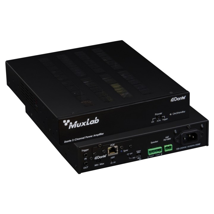 Amplificateur de puissance Dante 2 canaux Muxlab 500553 | 240W | audio sur IP Muxlab