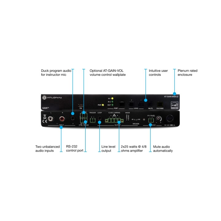 Atlona - Amplificateur 50W Mixer 4/8 Ohm Atlona