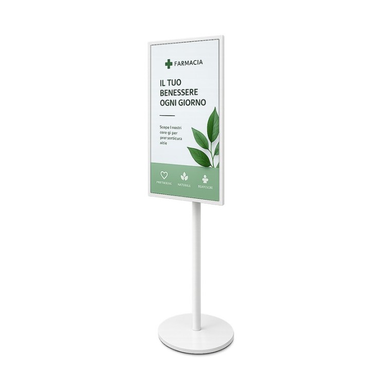 omb - Pied de sol fixe pour Samsung e-Paper 32p, Blanc, socle acier. OMB