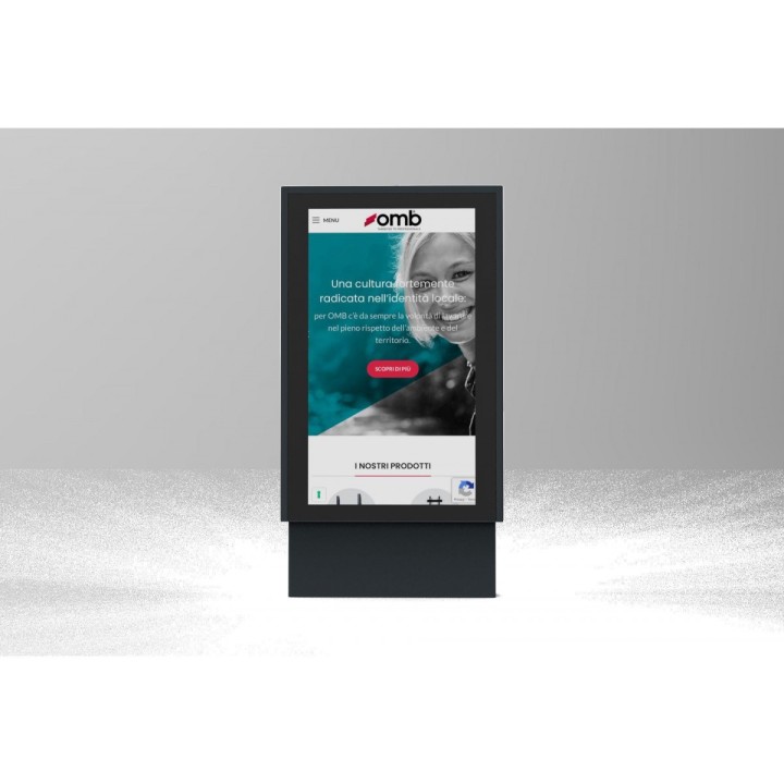 omb - Totem extérieur IP65 55p, HVAC intégré, verre anti-reflet. OMB