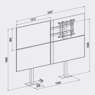 omb - Structure mur d'image 2x2 autoportante, réglage micrométrique. OMB