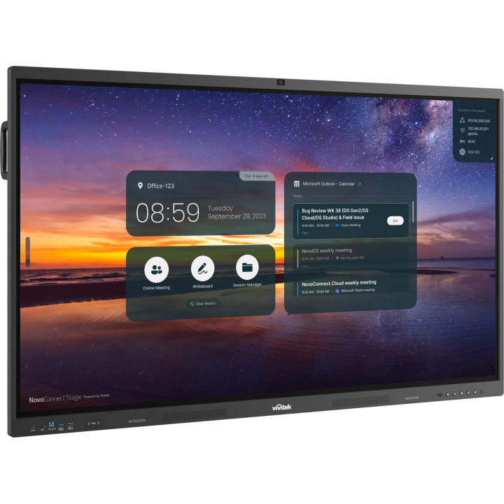 Vivitek - Ecran 75p 4K-UHD caméra et microphone intégrée, OPS Vivitek