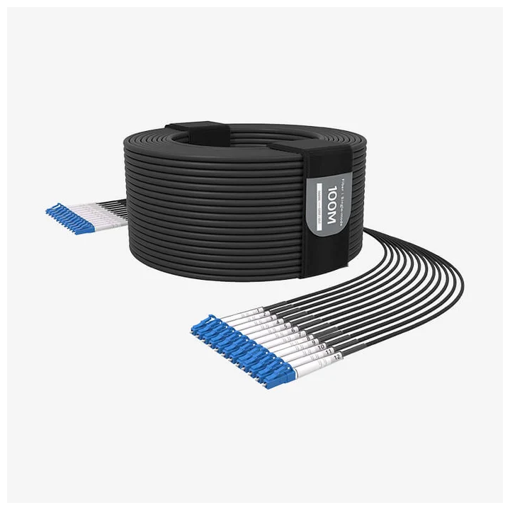 Câble fibre blindé Beetek B-G202-150USM-12LC | 12 brins monomode | 150 m TPU Beetek