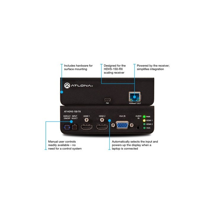 Kit d’extension vidéo Atlona AT-HDVS-150-KIT | HDMI HDBaseT | jusqu’à 70 m Atlona