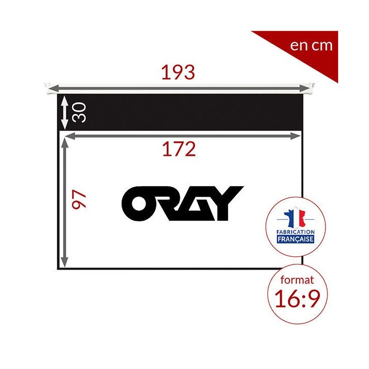 Oray - Ecran manuel 2000 HC blanc mat 97x172 cm 16/9 - FRANCO Oray