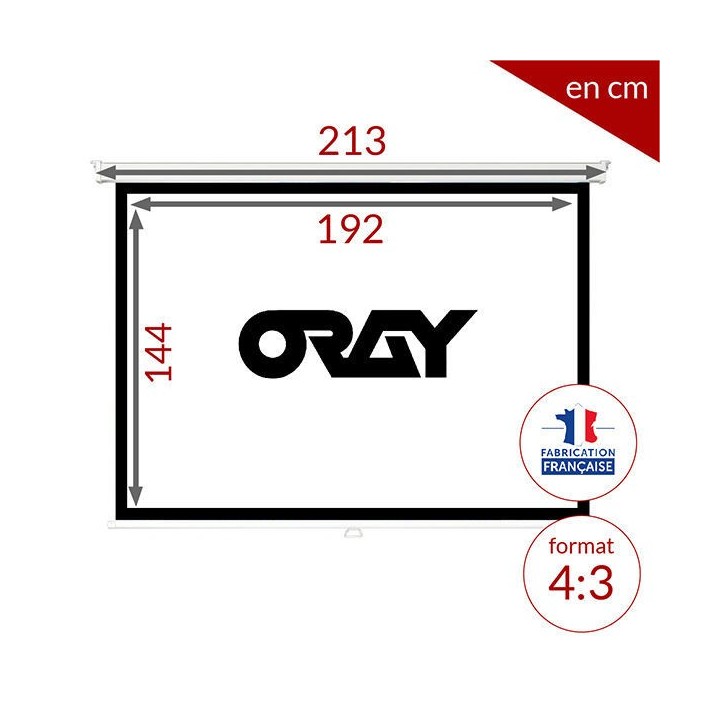 Oray - Ecran manuel 2000 HC blanc mat 144x192 cm 4/3 - FRANCO Oray