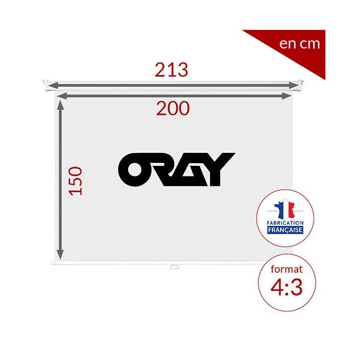 Oray - Ecran manuel 2000 Pro blanc mat 150x200 cm 4/3 - FRANCO Oray