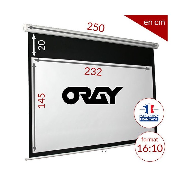 Oray - Ecran manuel Super Gear HC blanc mat 145x232 cm 16/10 - FRANCO Oray