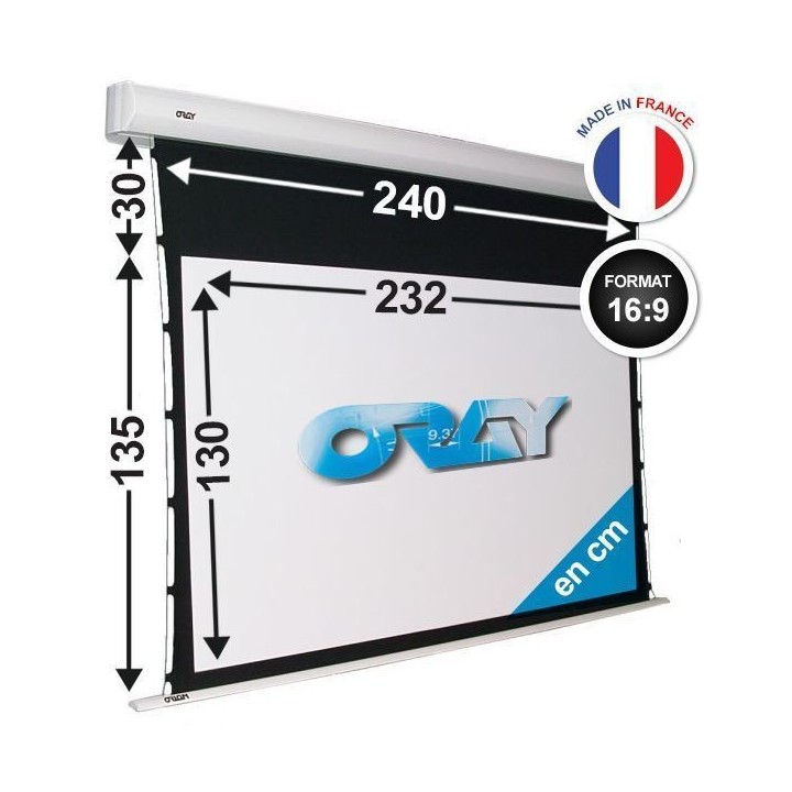 Oray - Ecran motorisé Orion Tensionné blanc mat 130x232 16/9 - FRANCO Oray