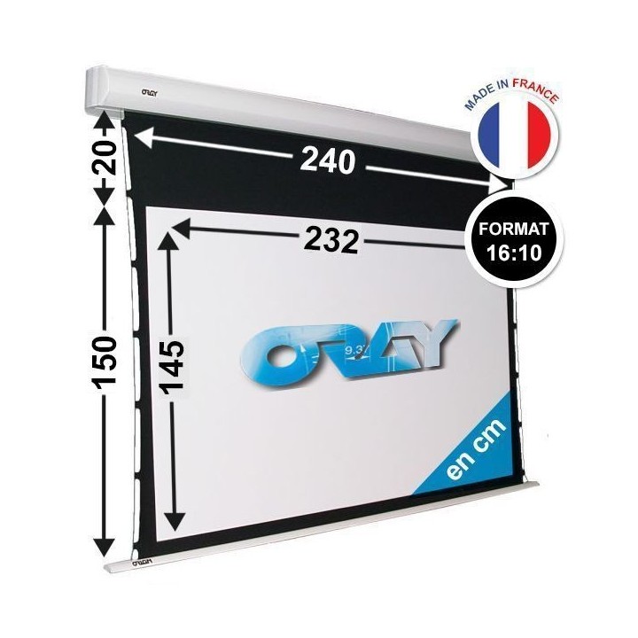 Oray - Ecran motorisé Orion Tensionné blanc 145x232 16/10 - FRANCO Oray