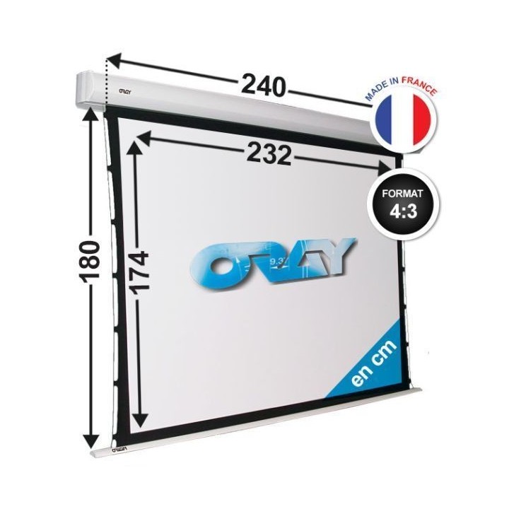 Oray - Ecran motorisé Orion Tensionné blanc mat 174x232 4/3- Franco Oray