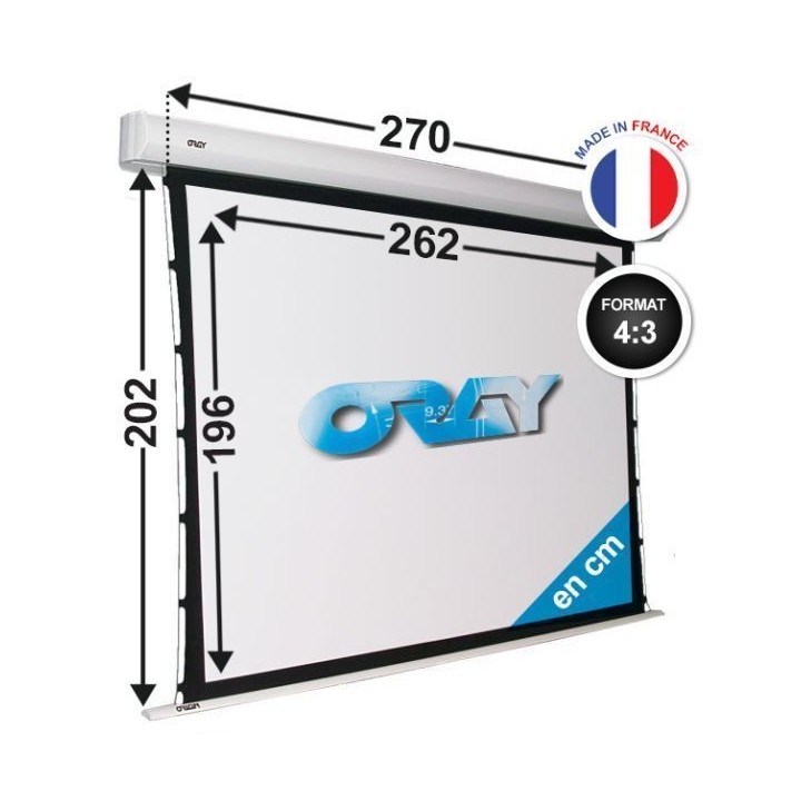 Oray - Ecran motorisé Orion Tensionné blanc mat 196x262 4/3- Franco Oray