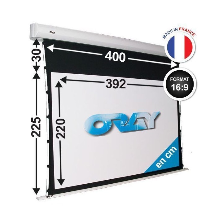 Oray - Ecran motorisé Orion Tensionné blanc mat 220x392 16/9 + PORT Oray