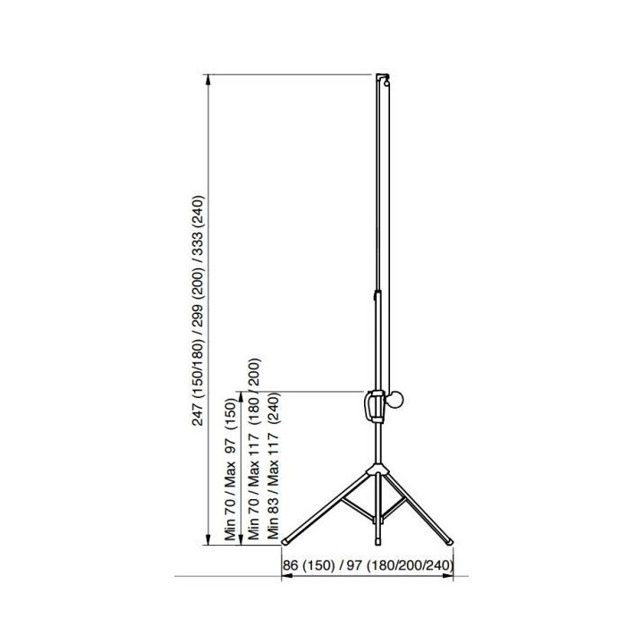 Oray - Ecran portable trépied Style Pied Etoile blanc 200x200 cm - FRANCO Oray
