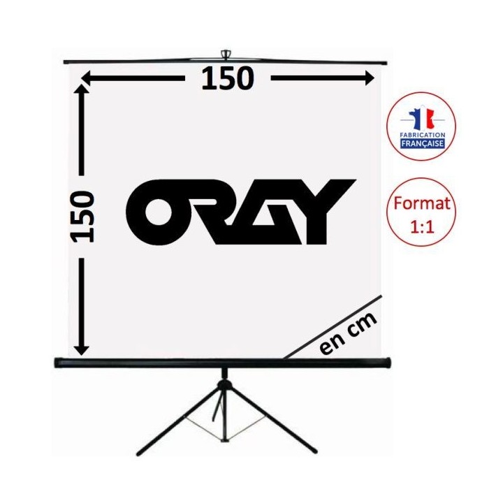 Oray - Ecran portable Trépied Byron 2 blanc 150x150 cm carré - FRANCO Oray
