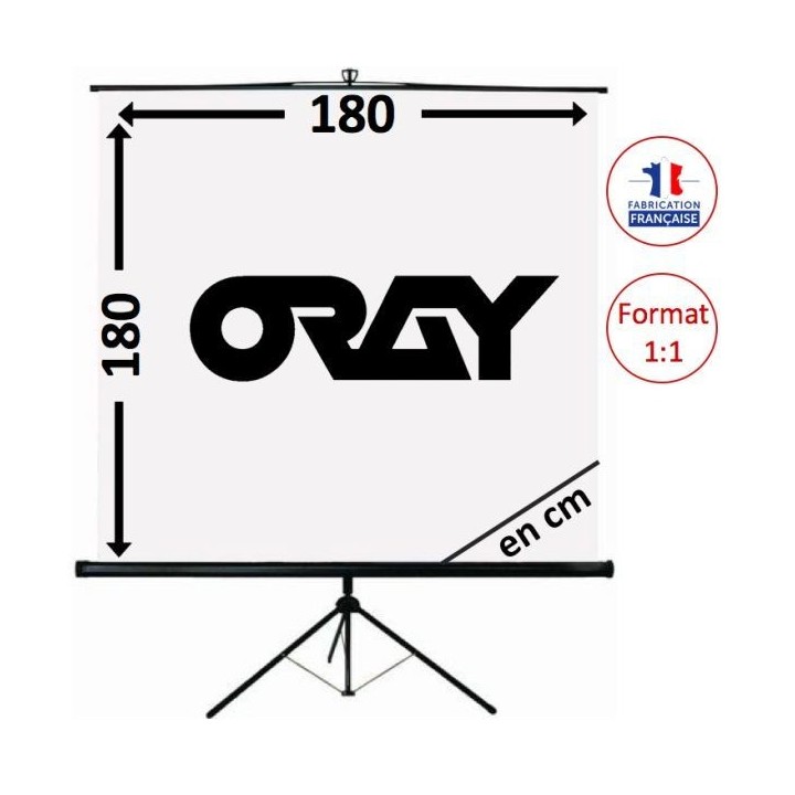 Oray - Ecran portable Trépied Byron 2 blanc 180x180 cm carré - FRANCO Oray