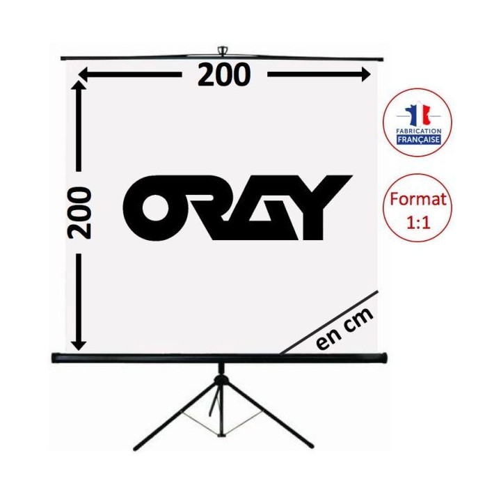 Oray - Ecran portable Trépied Byron 2 blanc 200x200 cm carré - FRANCO Oray