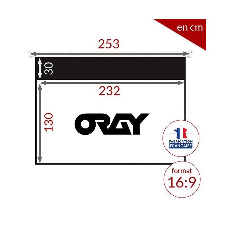 Oray - Ecran manuel 2000 HC blanc mat 130x232 cm 16/9 - FRANCO Oray