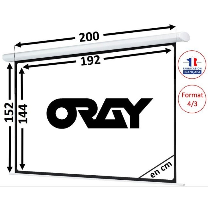 Écran motorisé Oray HCM4SB1150200 | Filaire blanc mat | 144x192 cm - HCM4SB1150200 - Oray
