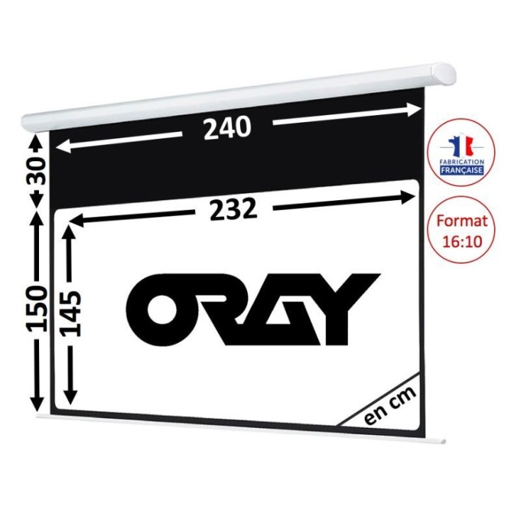 Écran motorisé Oray HCM4SB1150240 | Filaire | 145x232 cm - HCM4SB1150240 - Oray